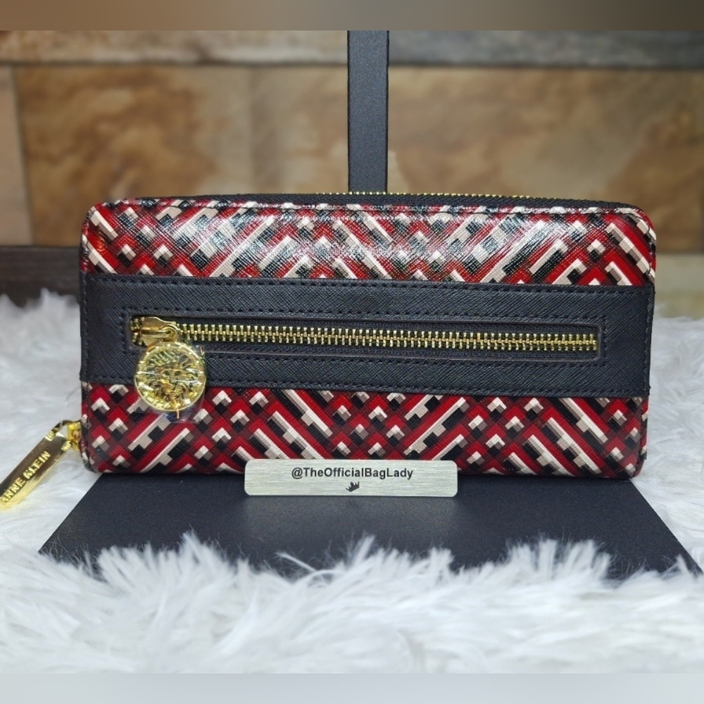 Anne Klein Red and Black Art Deco Inspired Wallet - NWOT